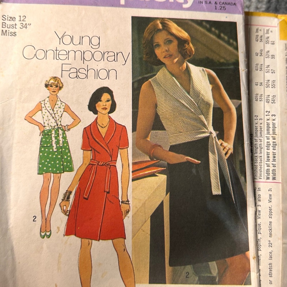 Simplicity Sewing Patterns 6262 5137 Size 12 Multi 70s Vintage Wrap Dress Jumper - Picture 4 of 5